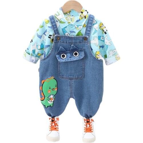 New Spring Autumn Baby Clothes Children Boys Long Sleeve Shirt Overalls 2Pcs/Set Toddler Sport Costume Kids Cartoon Clothing