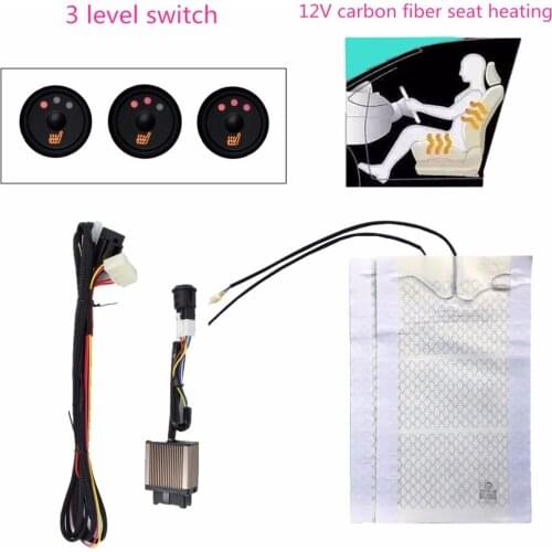 Upgrade premium Round button 3-level switch carbon fibre seat heater,heated seat,car switch heating pad
