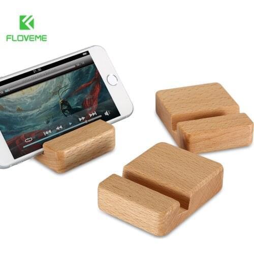 FLOVEME Phone Holder Stand Beech Wood For iPhone 11 Pro Max X XR 7 8 Plus Wooden Mobile Phone Stand Desk Phone Holder Desk Stand