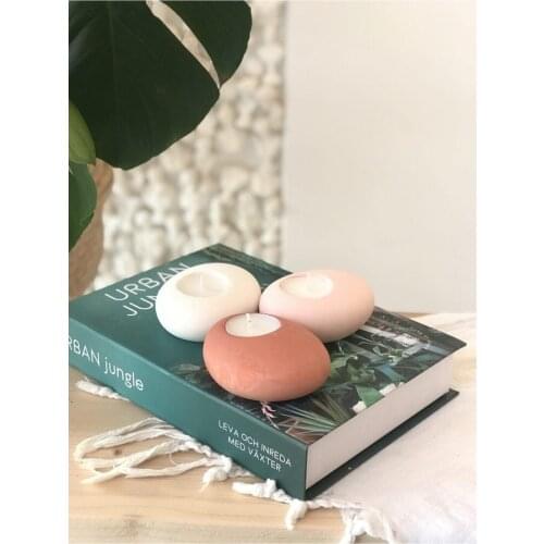 Stone Shaped Teelight Candle Holder Nude Toned 3 Pcs Decorative Bedroom Gifts Home Office Design Yoga Relaxation Romantic Dear