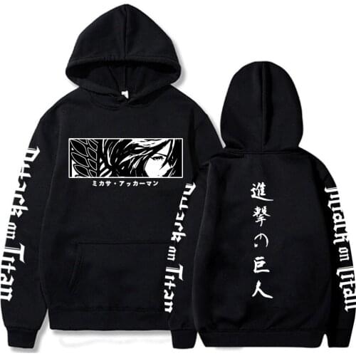 Hot Harajuku Hoodies Anime Attack on Titan Loog Sleeve Casual Sudaderas Hombre