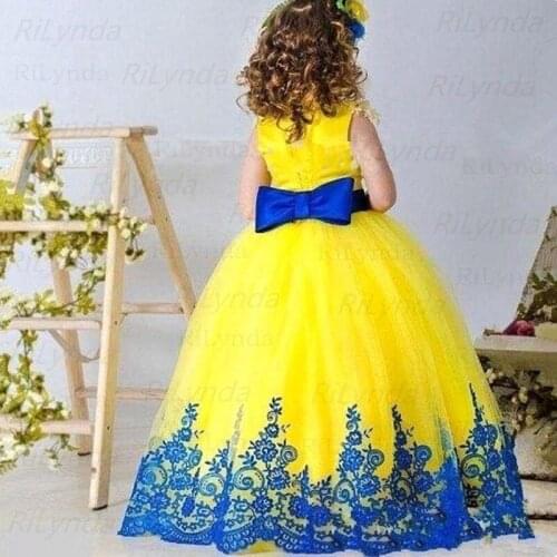 Baby Girl Dress Bow Puffy Dresses For Girls High Collar Bow Communion Dress Knee Length Flower Girl Dresses Kids Dresses