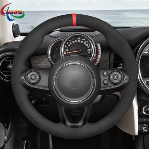 DIY Non-slip Black Suede Leather Car Steering Wheel Cover For Mini Hatchback Mini 2014-2020 Clubman Convertible Countryman