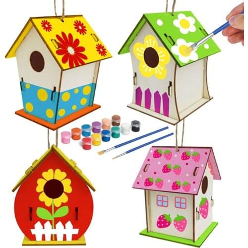 DIY Bird House Kit Build And Paint Birdhouse Wooden Arts And Crafts Girls Boys Toddlers Creative Activities Wooden Toys For Kids
