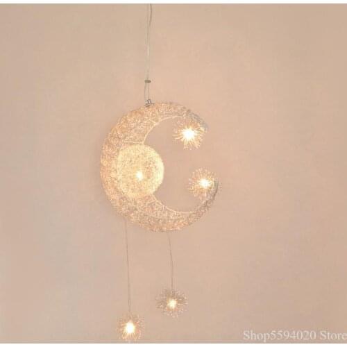 Modern Lunar Star LED Chandelier Lights Balcony Study Simple Stair Chandelier Kids Home Bedroom Star Hanging Lamp Modern Pendant