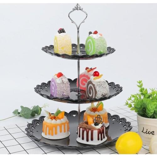 Three-layer Fruit Cake Plate Stand Home Party Dessert Storage Rack Cupcake Serving Storage Holder Tray