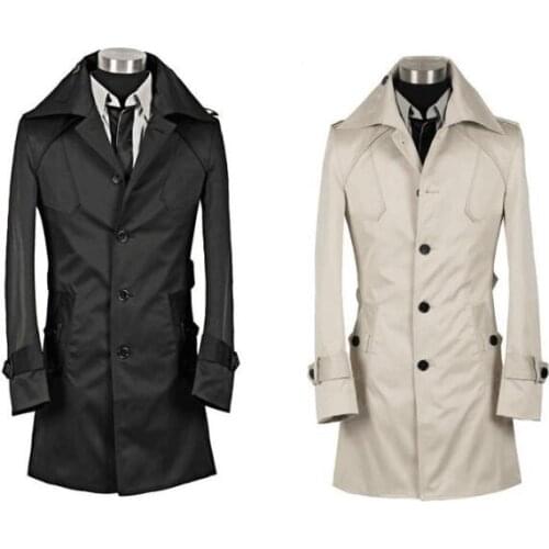 2020 spring autumn new designer mens casual trench coats man Single-breasted long coat men clothes slim fit overcoat long sleeve