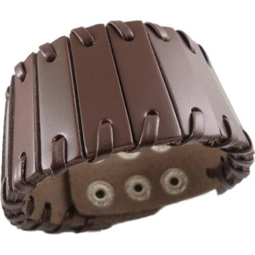 New arrival handmade high quality punk belt braided charm vintage genuine leather mens Bracelets for women jewelry bangle