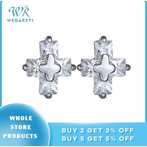 WEGARSTI Vintage Pattern Cross Stud Earrings For Women Authentic Sterling Silver 925 European Retro Statement Fine Jewelry