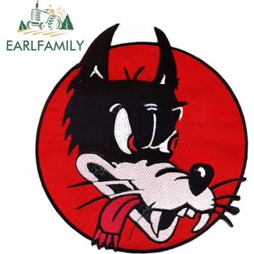 EARLFAMILY 13cm x 12.2cm for Patch Wolf Big Bad Lone Wolfy Badge BIG BACK Funny Car Stickers Car Accessories Suitable Decals