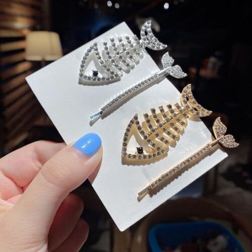 Fishbone Hair Clips Women Diamond Barrettes Gold/Silver Elegant Fishtail Hairpins Hairstyling Accessories For Female Grip Clamp