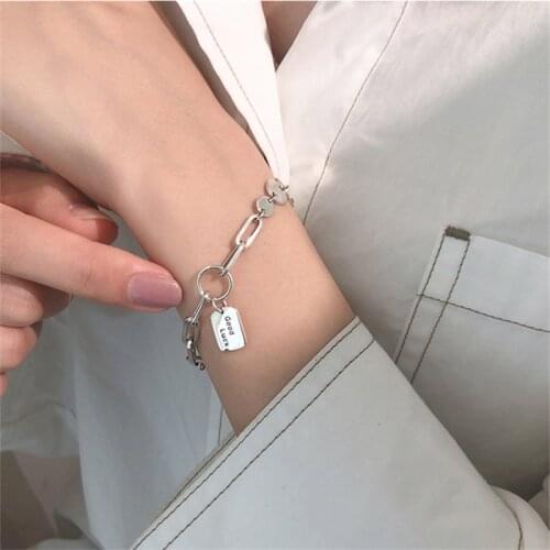 Prevent allergy 925 Sterling Silver Vintage Geometric Charm Bangles & Bracelet for Women Wedding Creative Handmade Jewelry sl257