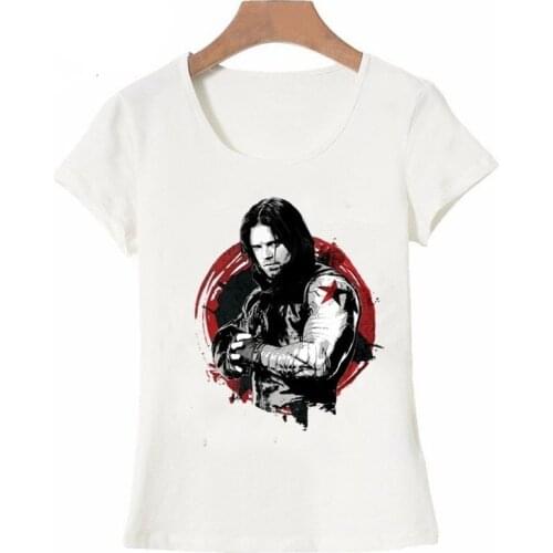 Winter Soldier Character and Emblem Graphic T-shirt 2018 summer fashion women t shirt funny short sleeve casual tees lovely tops