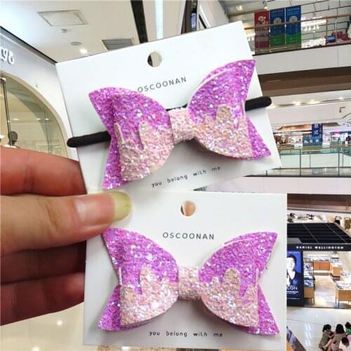 1PCS Lovely Angel Wings Sequin Girls Elastic Hair Bands Bows Child Hair Knot Hairpin Creativity Hair Accessories Clip For Kids