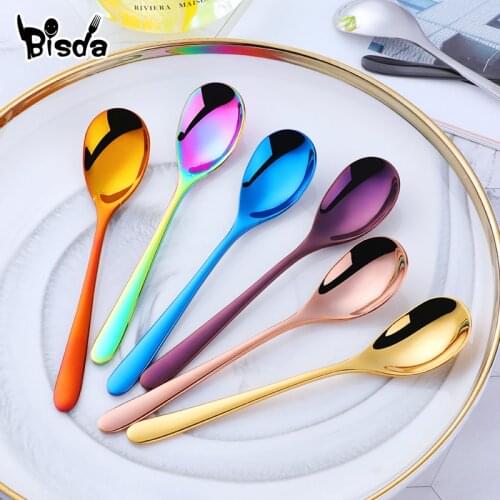 1Pc Short Ice Spoon Stainless Steel Dessert Spoon Gold Dinnerware for Ice Cream Yogurt Juice Tool Tea Coffee Scoop Party Using