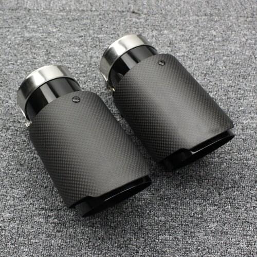 1Pcs Universal Car Styling High Quality Exhaust System Carbon Fiber Glossy Tail Pipe Black Stainless Steel Exhaust Pipe Tailpipe