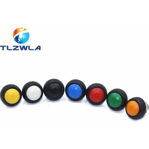10PCS DIY Mini 12mm Momentary Waterproof Push Button Switch Horn Blue White Green Red Yellow Black 1A 250V Self-reset