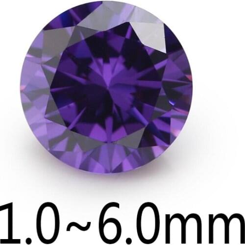 100PCS 1.0mm~6.0mm Round Shape Loose CZ Stone Violet Color AAAAA Cubic zirconia Synthetic Gems For Jewelry DIY Stone