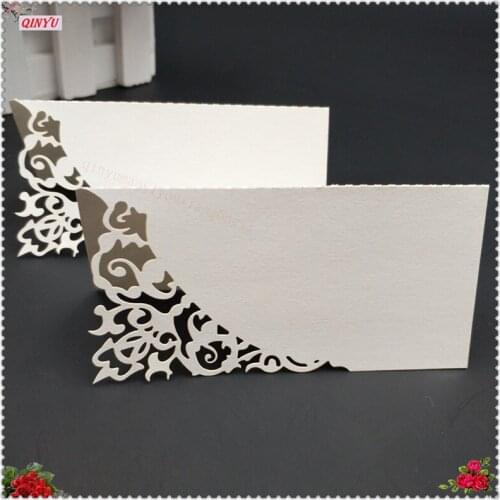 100pcs Pearlescent Lace Name Place Cards Wedding Decoration Table Decor Table Name Message Greeting Card Event Party Supplies 7Z