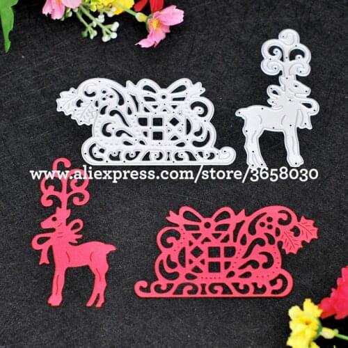 2pcs Christmas Deer Sled Metal Die cutting Dies For DIY Scrapbooking Photo Album Decorative Embossing Folder Stencil 80725144