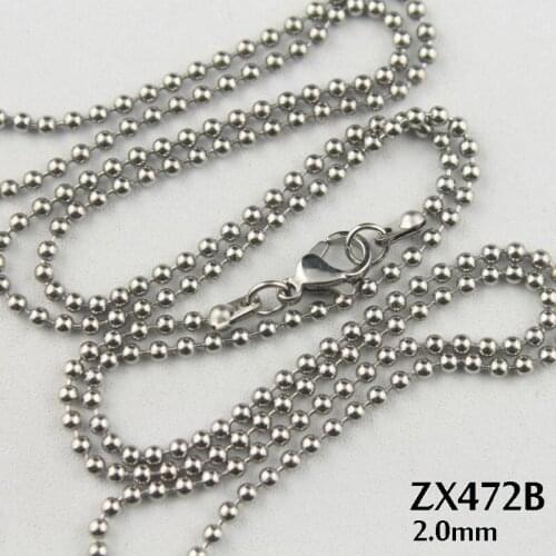 200pcs use lobster clasp -16"-36" length stainless steel necklace 2.0mm ball chain fashion beads necklace Jewelry ZX472B