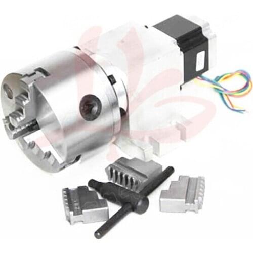 4th axis 3 Jaw chuck 100mm CNC Harmonic reducer dividing head rotary axis for cnc engraving milling machine