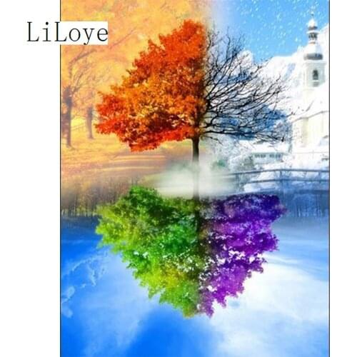 LI LOYE Needlework Diamond embroidery DIY full drill painting cross stitch 5D crystal rhinestone mosaic four seasons view FZ345