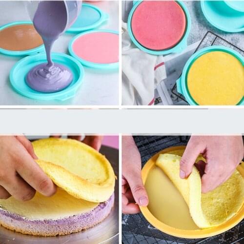 6/8 Inch Non-stick Silicone Rainbow Mousse Cake Mold Layered Round Baking Pan Set Pizza Mold Pastry Baking Tool 2020