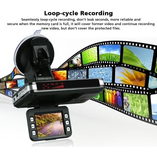 8500EN Car DVR 2 in 1 720P Dash Cam Radar Detector Cam Radar Speed Detector with Full Band Mute Button Loop Recording G-Sensor