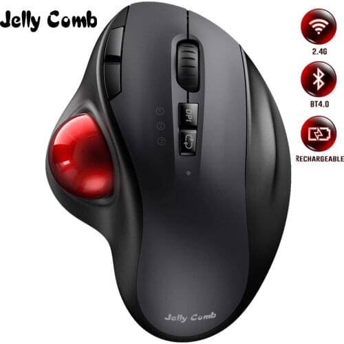 Jelly Comb Bluetooth Trackball Mouse Rechargeable 2.4G USB Wireless & Bluetooth Ergonomic Mice for Laptop Tablet PC Mac Android