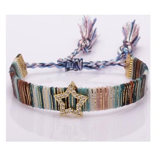 Boho multi-color star sign jewelry charm rainbow clay silicone plastic beaded bracelet for woman