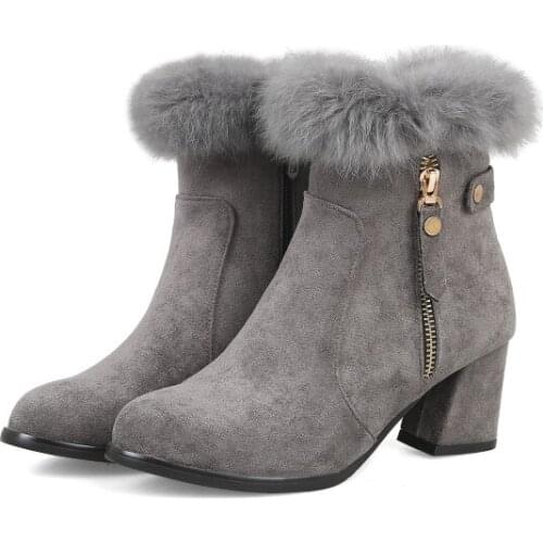 Big Size9 10 11 12 boots women shoes ankle boots for women ladies boots shoes woman winter Loop trim side zipper