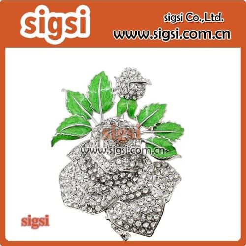 Clear crystal rhinestone flower brooch and pins