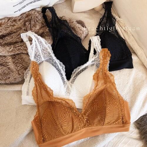 Only A Bra, The Triangle Cup Summer Full Lace Comfortable Women Sleep Underwear Wire Free Comfortable Bralette Thin Cotton Bras