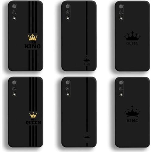 Cartoon Crown Letter King Queen Phone Case For Huawei Honor 30 20 10 9 8 8x 8c v30 Lite view 7A pro