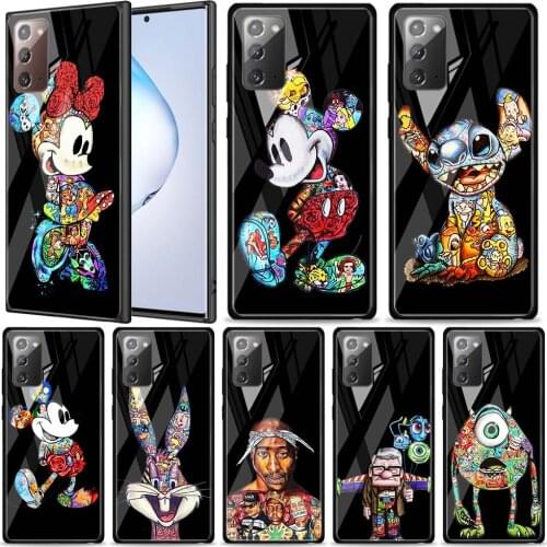 Mickey Tattoo Cartoon for Samsung Galaxy Note 20 Ultra 10 Lite Plus 9 8 5G A70 A50 A40 A30 A20 Tempered Glass Phone Case