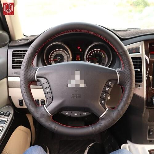 For Mitsubishi Pajero V97 V93 V95 V87 Hand sewn braid steering wheel cover Artificial Leather Car Styling Accessories