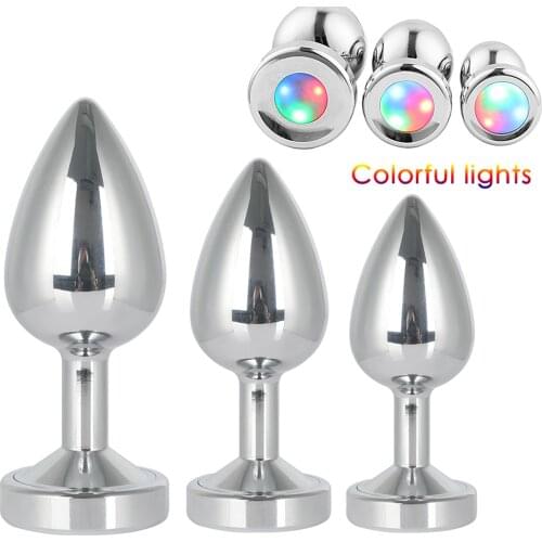 Colorful Light Anal Plug Anal Sex Toys Stainless Steel Butt Plug Anal Butt Plug Erotic Products Sex Toys for Women Men Couples
