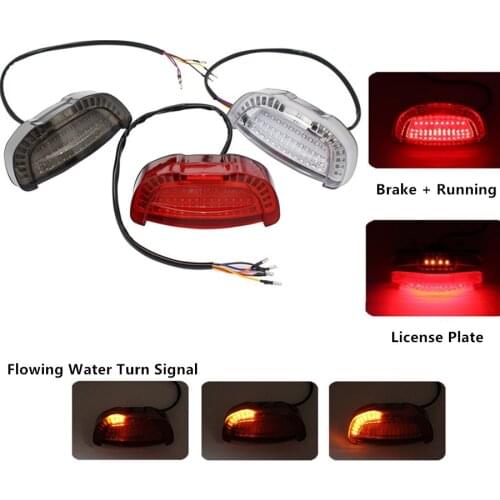 For Triumph Ducati Cafe Racer Choppers LED Universal Motorcycle Rear Brake Light Motorbike Flowing Water Turn Signal Flashers