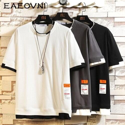 EAEOVNI Summer Short Sleeves Harajuku Fashion White T-shirt Streetwear One Piece Hip Hop Rock Punk Men Top Tees Tshirt Clothes