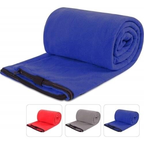 Outdoor Fleece Sleeping Bag for Adult Warm or Cold Weather, Full Sized Zipper Camping Blanket for Outdoor Indoor Used with Sack