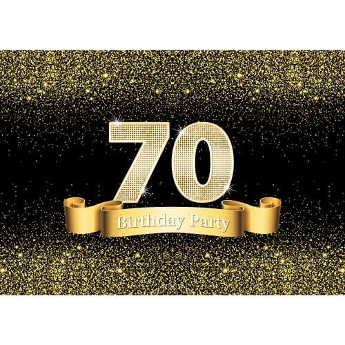 Golden Sand Glitter Twinkle Photo Backdrop Customized Studio Background for 70 Happy Birthday Party Photocall Photography Props