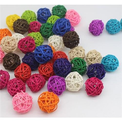 12PCS 4CM Artificial Round Shape Mutil Colors Rattan Ball Sepak Takraw for Christmas Birthday Party Home Wedding Party Decor