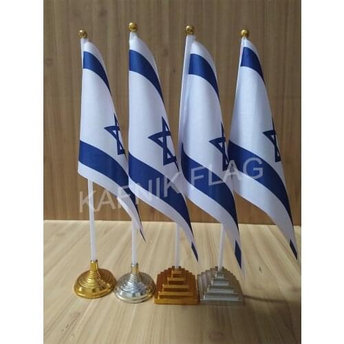 KAFNIK,5/10pcs a lot Israel table desk flag banner 14*21cm flag /Plastic flags or suction cups for your choice free shipping