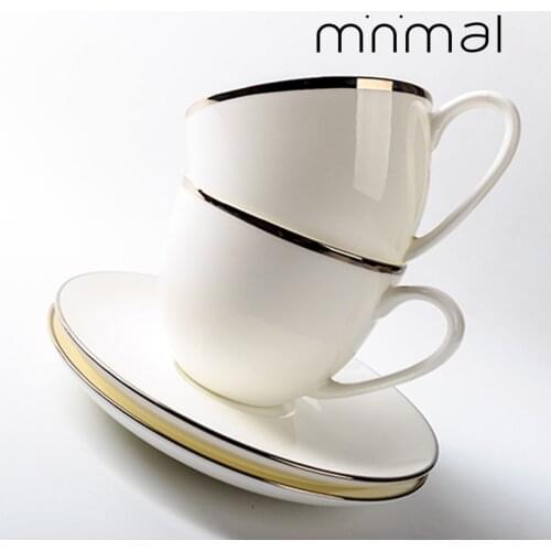 Ceramic Elegant Flower Bone China Coffee Cup with Saucer Set White Porcelain Phnom Penh Office Teacup Home Cafe Espresso Cup