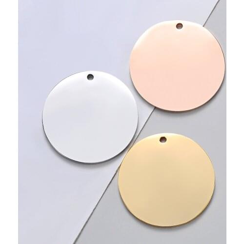 5pcs/lot Mirror Polishe Rose Gold Color Stainless Steel Round Discs DIY Charms For Making Necklace Bracelet