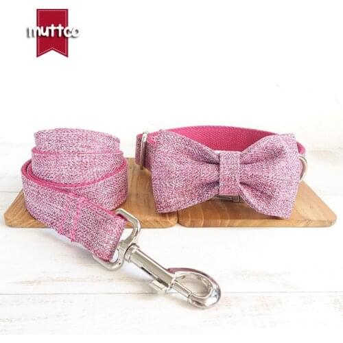 MUTTCO adjustable dog collar pet supplies for small medium large dogs THE PINK SUIT engraved pet collar and leash set UDC070