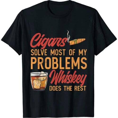 Mens Cigar Smoker Cigar Lover Funny Whiskey Cigar T-Shirt Tops Tees Wholesale Fitness Tight Cotton Mens T Shirts Fitness Tight