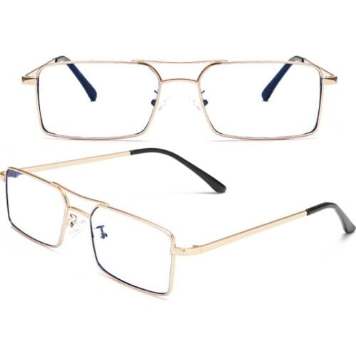 Small Square Double Bridge Gold Men Reading Glasses +0.75 +1 +1.25 +1.5 +1.75 +2 +2.25 +2.5 +2.75 +3 +3.25 +3.5 +3.75 +4 To +6