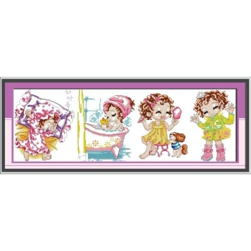 Beautiful girls cross stitch kit cartoon 14ct 11ct count print canvas stitching embroidery DIY handmade needlework